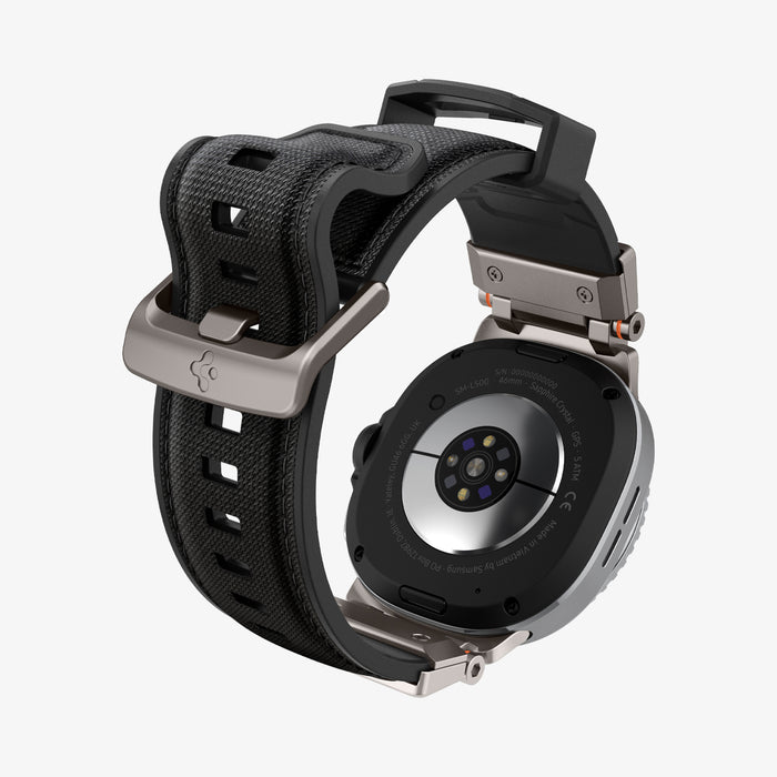AMP10118 - Galaxy Watch 9 Series DuraPro Armor band in black showing the back and band bending slightly