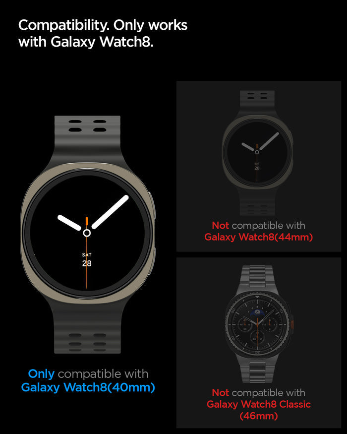 AGL09874 - SWi-dj GLAS.tR EZ Fit showing compatibility. only works with galaxy watch 8 40mm. not compatible with galaxy watch 8 44mm, 46mm