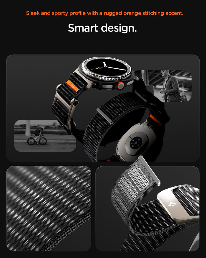 AMP10116 - Galaxy Watch 9 Series DuraPro Flex band in black showing the sleek and sporty profile for a smart design