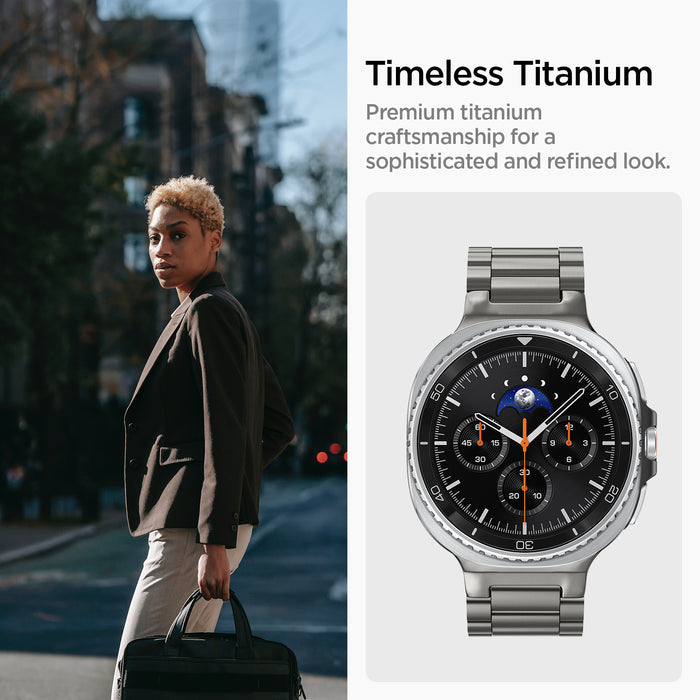AMP10122 -  Galaxy Watch 9 Series Modern Fit Titanium showing timeless titanium. premium titanium craftsmanship for a sophisticated and refined look