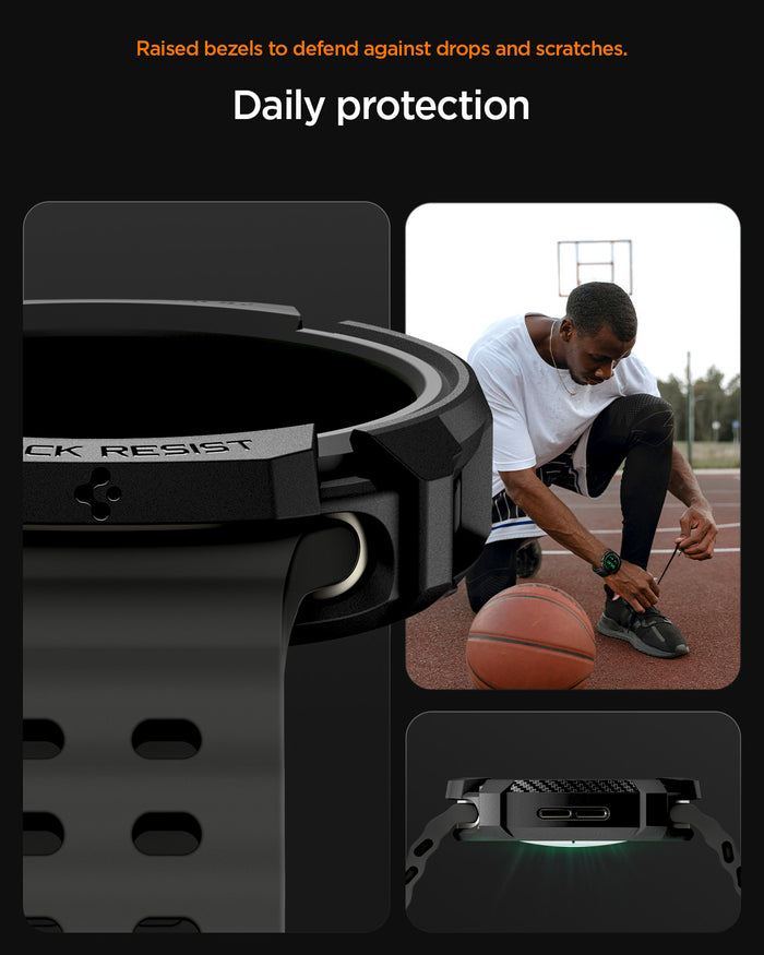 ACS10004 - Galaxy Watch 9 (40mm) Rugged Armor showing raised bezels to defend against drops and scratches. Daily protection.