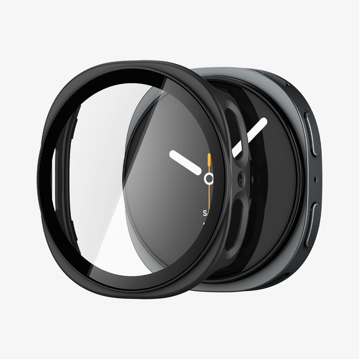 ACS11597 - Galaxy Watch 9 (40mm) Thin Fit 360 showing the case and screen protector separated in a close-up exploded view
