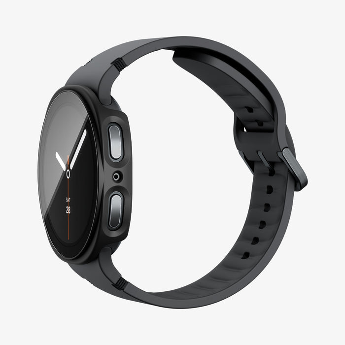 ACS11597 - Galaxy Watch 9 (40mm) Thin Fit 360 showing the case's side profile with button cutouts and band on the smartwatch