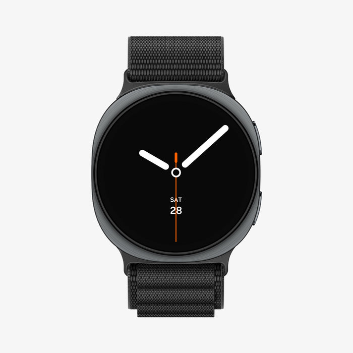AMP11607 - Galaxy Watch 9 Series WBF1 showing Galaxy Watch 9 watch front with woven nylon adventure band close-up