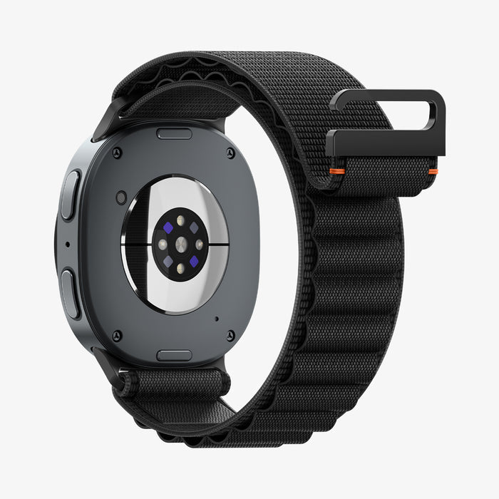 AMP11607 - Galaxy Watch 9 Series WBF1 showing angled back view of Galaxy Watch 9 watch with band and hook buckle detail
