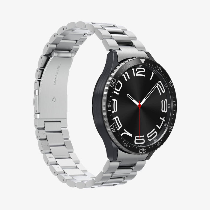 ACS06863 - Galaxy Watch 6 Classic (43mm) Bezel Tune in black showing the front and partial side