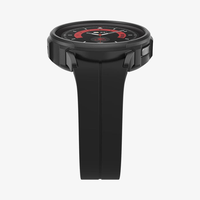 ACS05185 - Galaxy Watch 5 Pro (45mm) Case Liquid Air in matte black showing the bottom and partial front