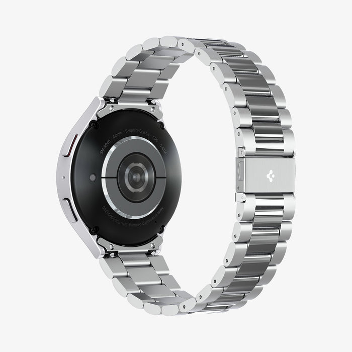AMP06498 - Watch 6 (44mm) Modern Fit 316L Band in Silver showing the back, partial inner side of the strap and bottom