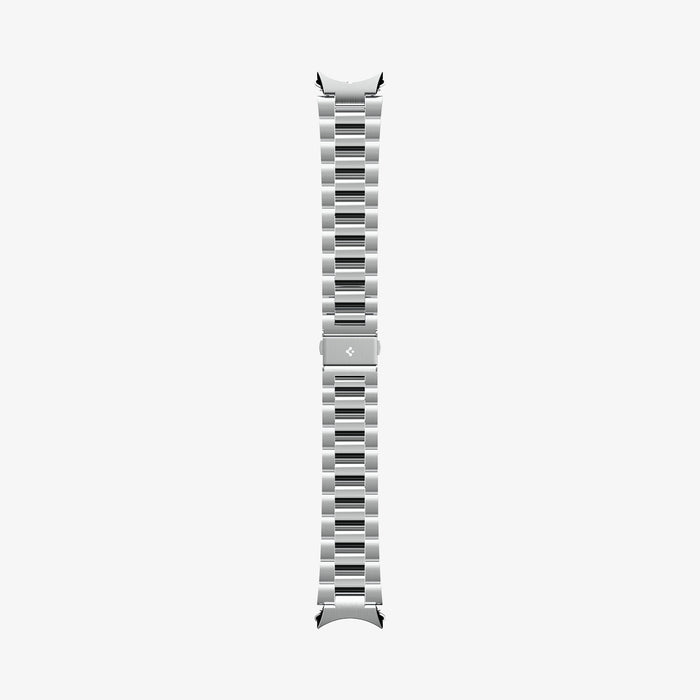 AMP06498 - Watch 6 (44mm) Modern Fit 316L Band in Silver showing the sides of the watch strap laid out flat