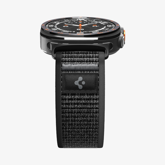 AMP11614 - Galaxy Watch Ultra Series - Athlex Air showing the Galaxy Watch Ultra with the Athlex Air band, front-facing close-up of the case and strap attachment point with the Spigen logo.