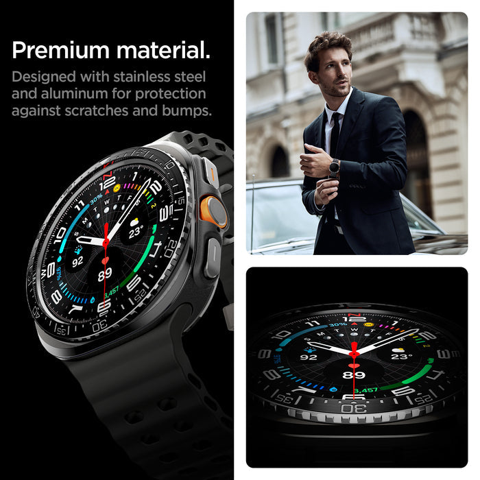 ACS08428 - Galaxy Watch Ultra (47mm) Bezel Tune in Black premium material. designed with stainless steel and aluminum for protection against scratches and bumps.