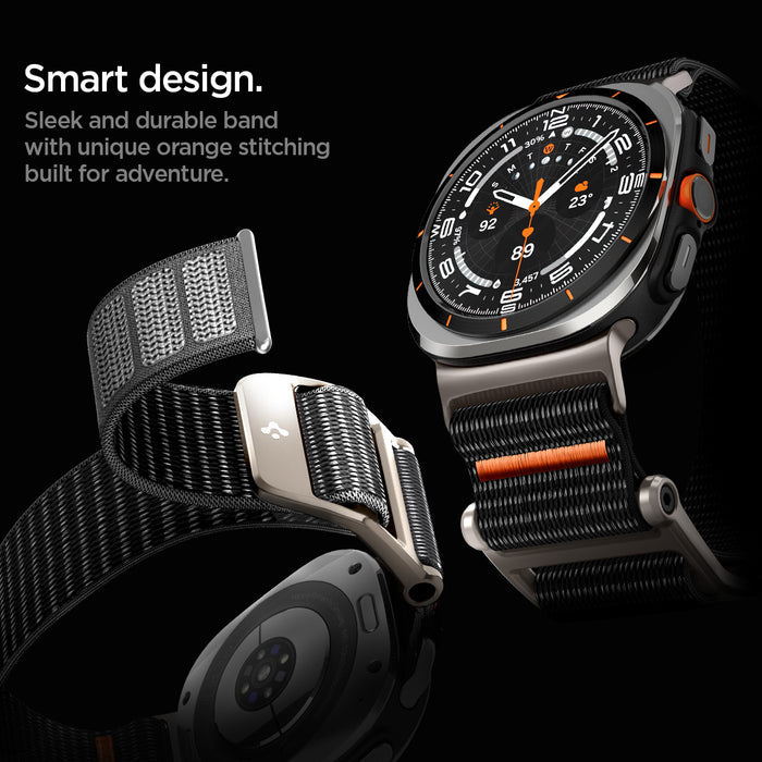AMP08773 - Galaxy Watch Ultra DuraPro Flex in Black smart design. sleek and durable band with unique orange stitching built for adventure.