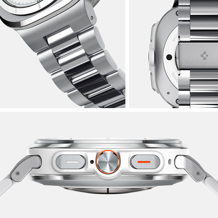 AMP08823 - Watch Ultra (47mm) Modern Fit 316L Band in Silver showing side and detail.