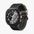 ACS11609 - Galaxy Watch Ultra Series Thin Fit 360 showing the case's front angled view with buttons and olive-buckle band on the watch