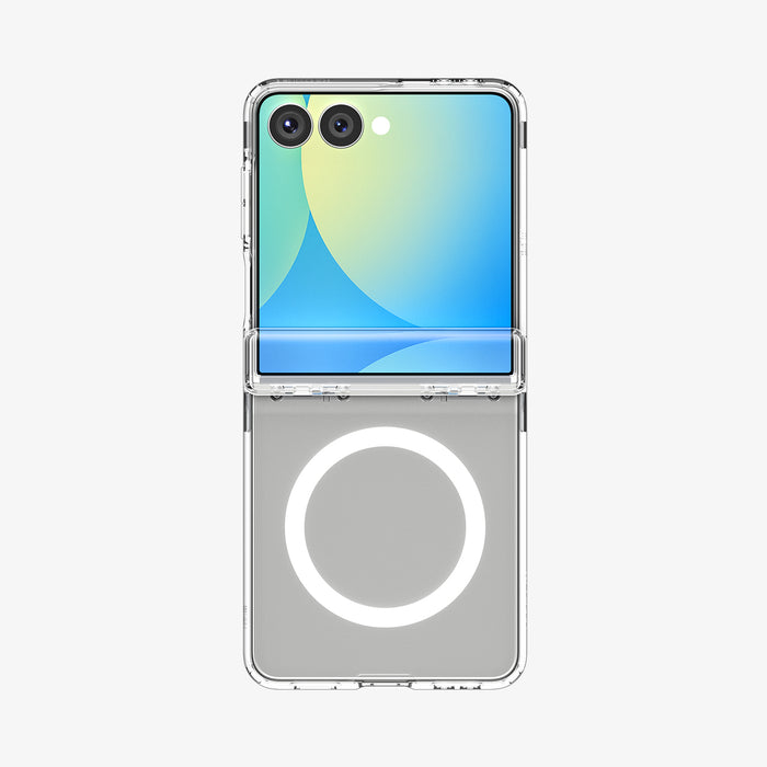 ACS09559 - Galaxy Z Flip 7 Case Ultra Hybrid Pro (MagFit) in clear white showing the back