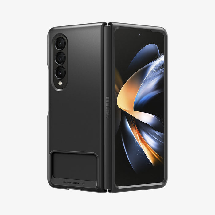 ACS05108 - Galaxy Z Fold 4 Series Slim Armor Slot Case in Black showing the front and back half folded case with card slot