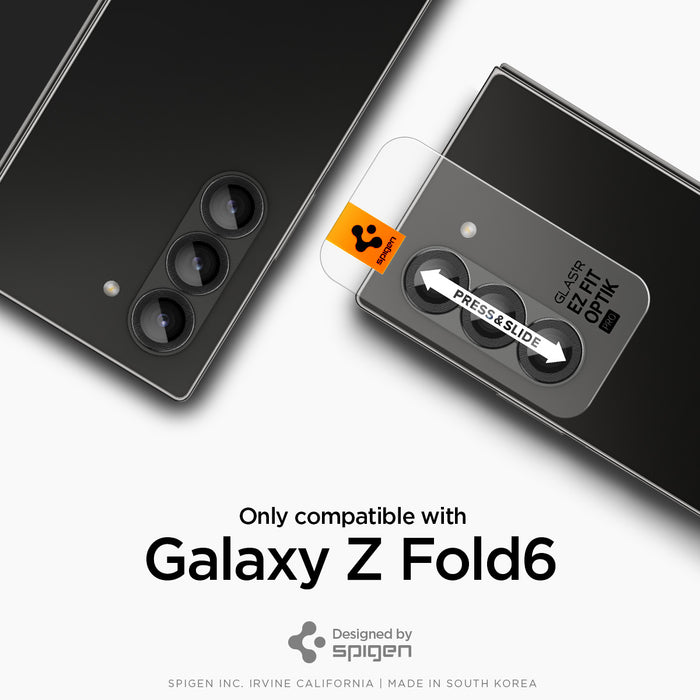 AGL07970 - Galaxy Z Fold 6 Optik Pro EZ Fit Lens Protector in Black showing the compatibility only with Galaxy Z Fold 6