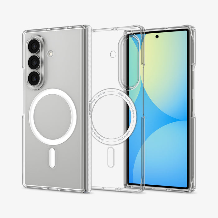 ACS11495 - Galaxy Z Fold 8 Ultra Air Skin Zero (Mag Fit) showing Galaxy Z Fold 8 Ultra case open with back and front displays side by side, MagSafe ring and camera cutout