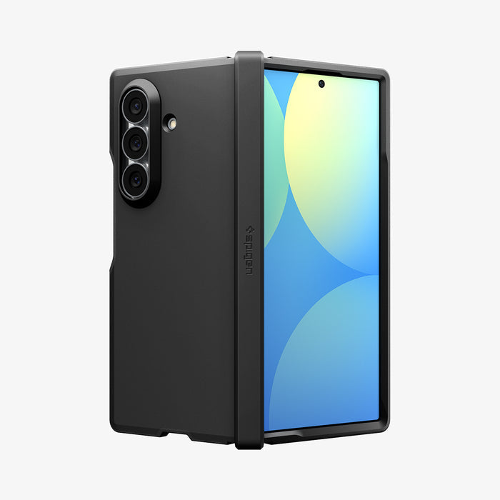 ACS11499 - Galaxy Z Fold 8 Ultra Tough Armor Pro (Mag Fit) Black showing Galaxy Z Fold 8 Ultra case front open display, back camera cutout, and Spigen logo on the hinge spine