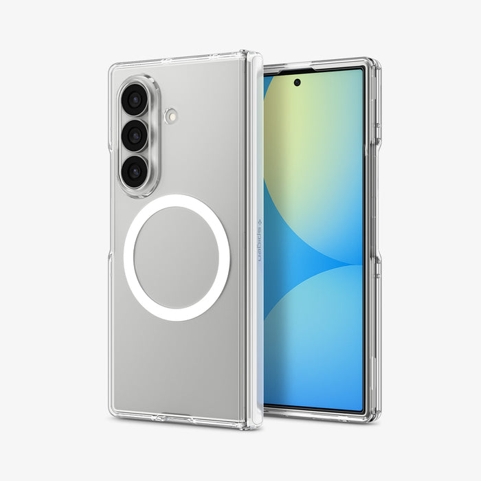 ACS11498 - Galaxy Z Fold 8 Ultra Ultra Hybrid Pro (Mag Fit) showing Galaxy Z Fold 8 Ultra clear case back and front displays side by side, camera cutout and MagSafe ring