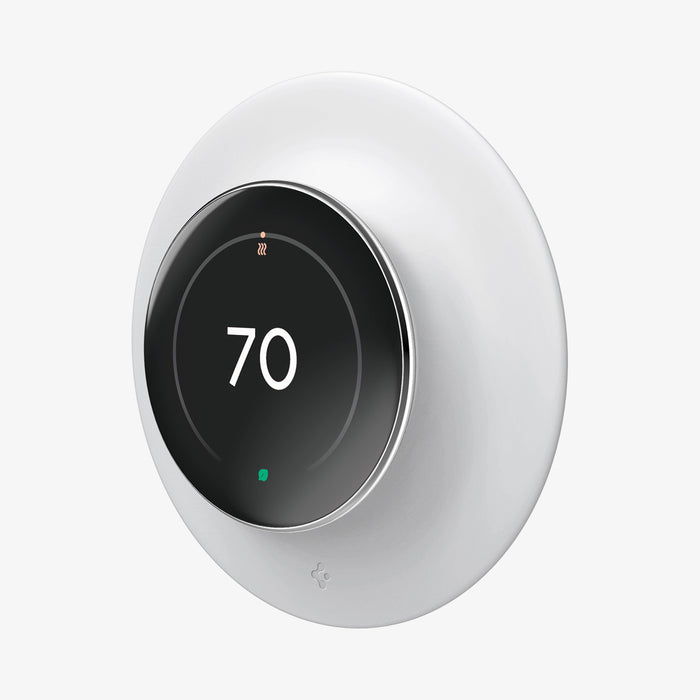 AHP09218 - Google Nest Learning Thermostat 4th Gen Wall Plate in Matte White showing the front and sides
