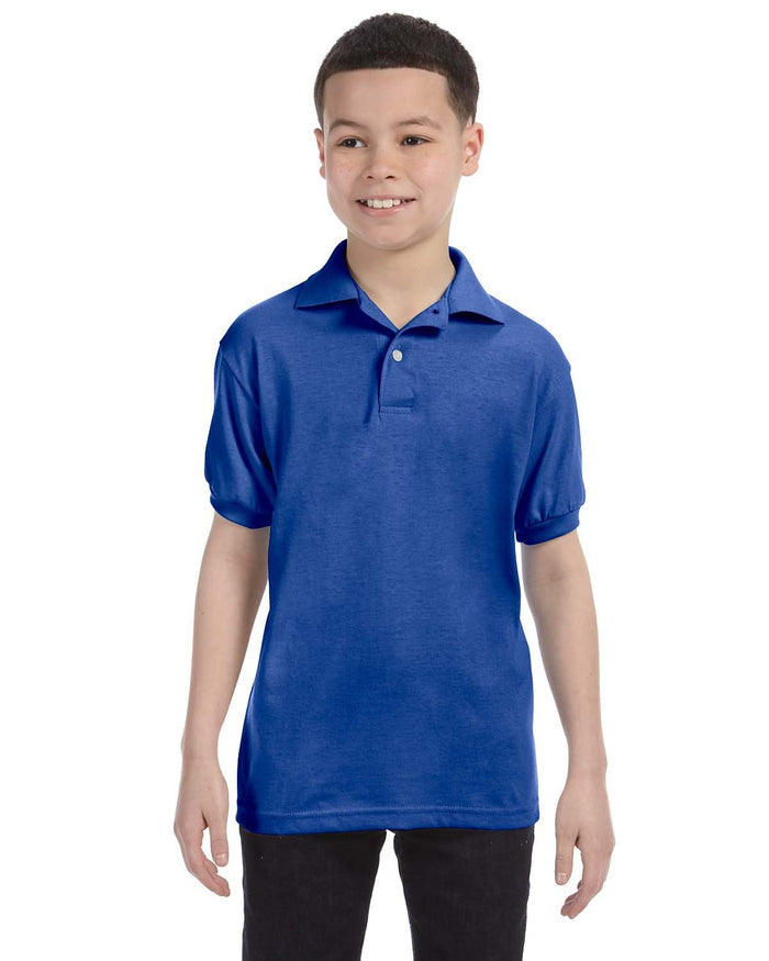 Hanes 054Y Youth 50/50 EcoSmart Jersey Knit Polo