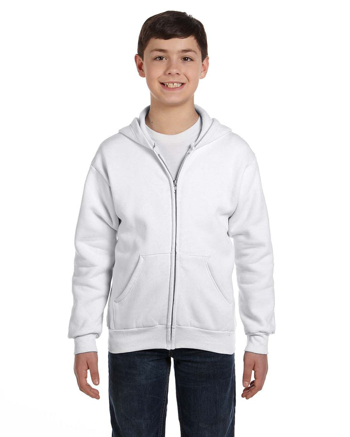 Hanes P480 Youth EcoSmart 50/50 Full-Zip Hooded Sweatshirt