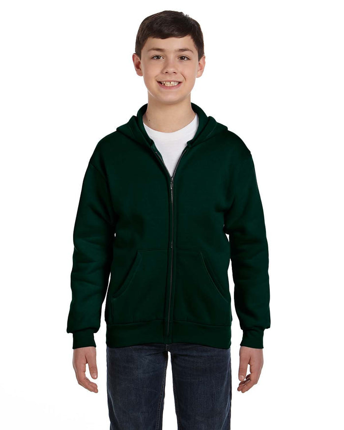 Hanes P480 Youth EcoSmart 50/50 Full-Zip Hooded Sweatshirt