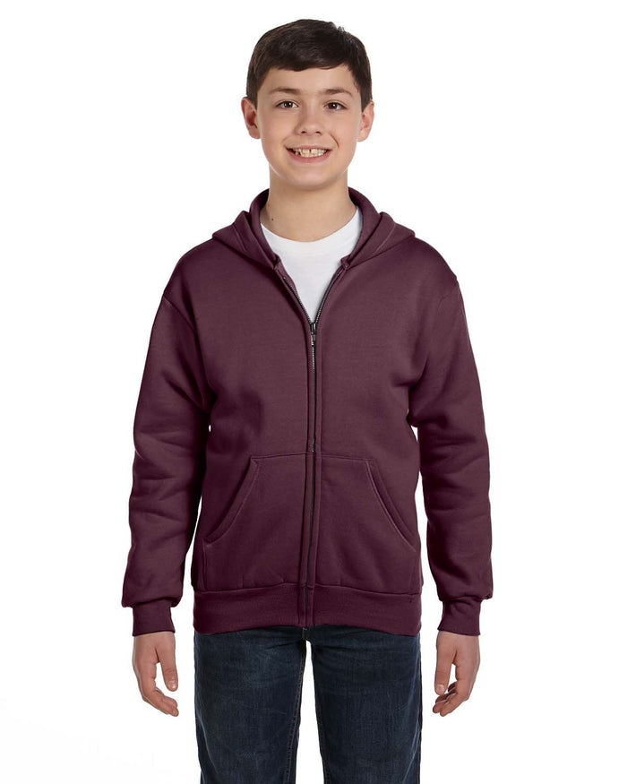 Hanes P480 Youth EcoSmart 50/50 Full-Zip Hooded Sweatshirt