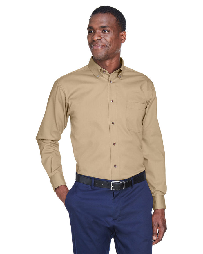 Harriton M500 Men's Easy Blend Long-Sleeve TwillShirt withStain-Release