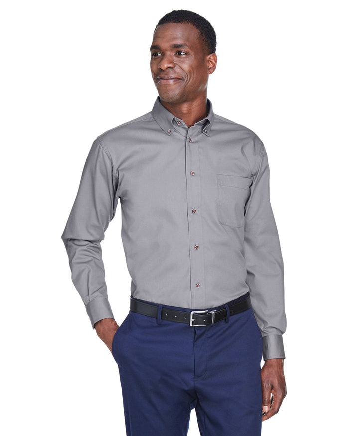 Harriton M500 Men's Easy Blend Long-Sleeve TwillShirt withStain-Release