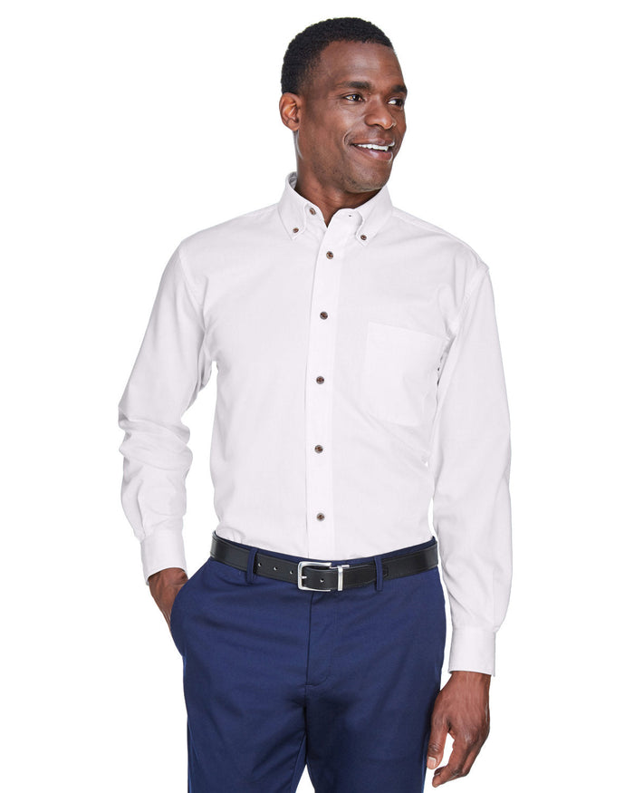 Harriton M500 Men's Easy Blend Long-Sleeve TwillShirt withStain-Release