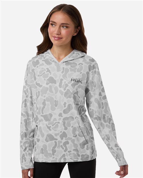 HUK H6130037 Women's Coldfront KC Print Hooded Sweatshirt