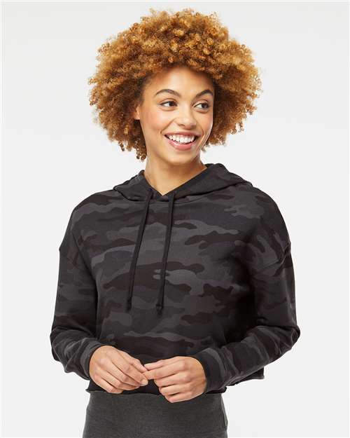 Independent Trading Co. AFX64CRP Women’s Lightweight Crop Hooded Sweatshirt - Ninja Transfers