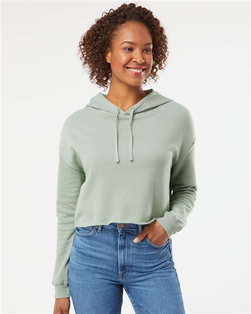 Independent Trading Co. AFX64CRP Women’s Lightweight Crop Hooded Sweatshirt - Ninja Transfers