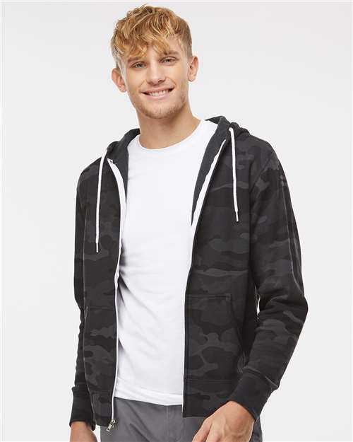 Independent Trading Co. AFX90UNZ Lightweight Full - Zip Hooded Sweatshirt - Ninja Transfers
