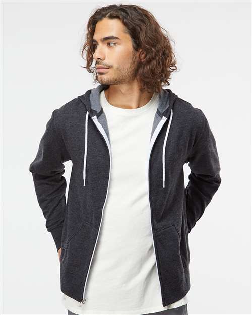Independent Trading Co. AFX90UNZ Lightweight Full - Zip Hooded Sweatshirt - Ninja Transfers