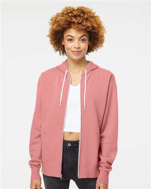 Independent Trading Co. AFX90UNZ Lightweight Full - Zip Hooded Sweatshirt - Ninja Transfers