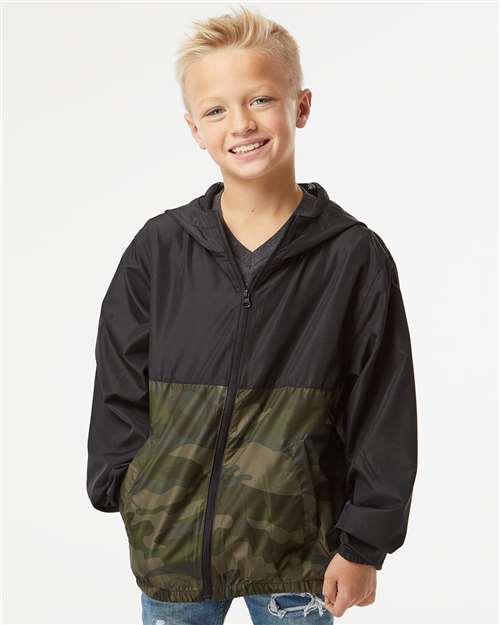 Independent Trading Co. EXP24YWZ Youth Lightweight Windbreaker Full - Zip Jacket - Ninja Transfers