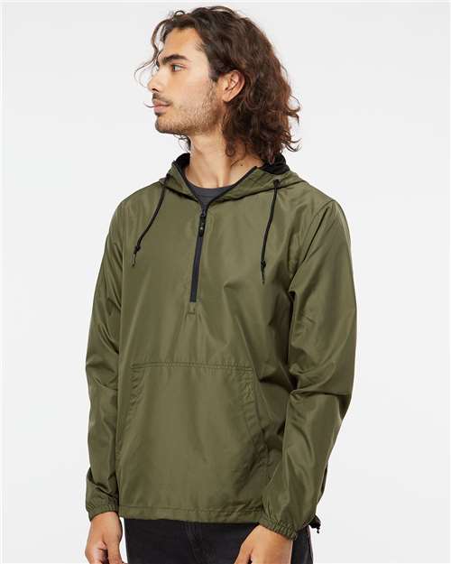 Independent Trading Co. EXP54LWP Lightweight Quarter - Zip Windbreaker Pullover Jacket - Ninja Transfers