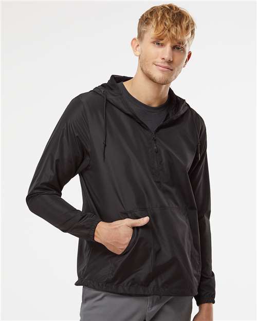 Independent Trading Co. EXP54LWP Lightweight Quarter - Zip Windbreaker Pullover Jacket - Ninja Transfers