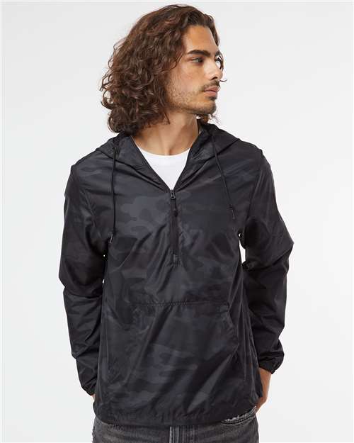 Independent Trading Co. EXP54LWP Lightweight Quarter - Zip Windbreaker Pullover Jacket - Ninja Transfers