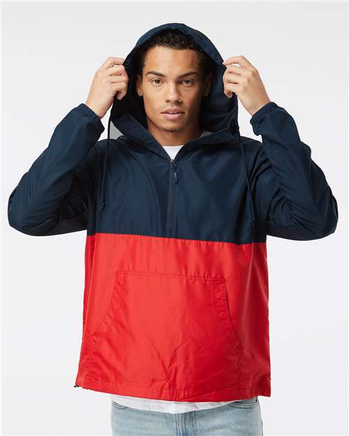 Independent Trading Co. EXP54LWP Lightweight Quarter - Zip Windbreaker Pullover Jacket - Ninja Transfers