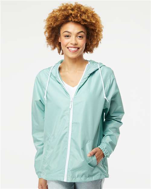 Independent Trading Co. EXP54LWZ Lightweight Windbreaker Full - Zip Jacket - Ninja Transfers