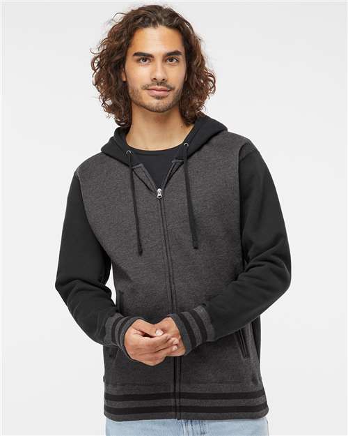 Independent Trading Co. IND45UVZ Heavyweight Varsity Full - Zip Hooded Sweatshirt - Ninja Transfers