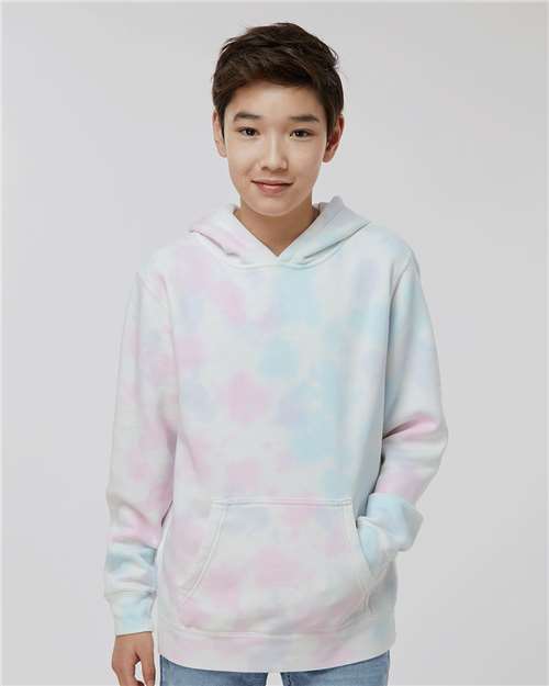 Independent Trading Co. PRM1500TD Youth Midweight Tie - Dyed Hooded Sweatshirt - Ninja Transfers