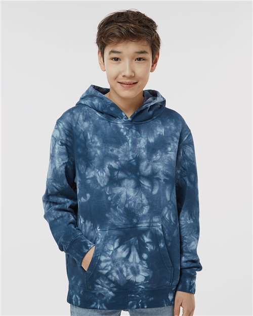 Independent Trading Co. PRM1500TD Youth Midweight Tie - Dyed Hooded Sweatshirt - Ninja Transfers
