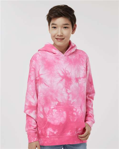 Independent Trading Co. PRM1500TD Youth Midweight Tie - Dyed Hooded Sweatshirt - Ninja Transfers