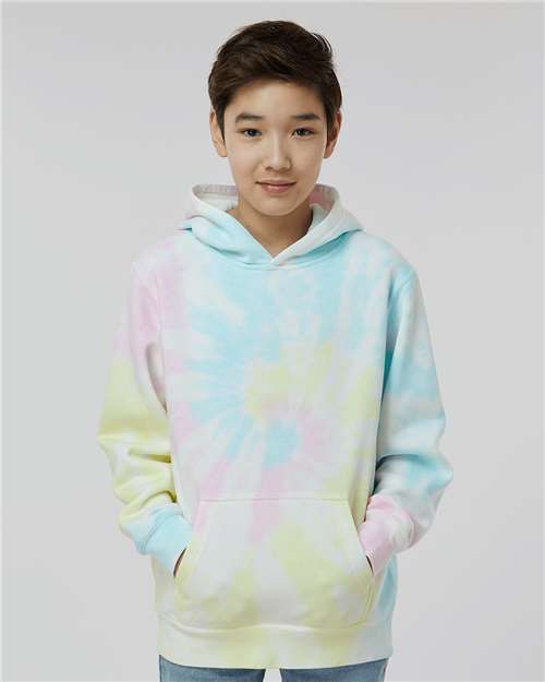 Independent Trading Co. PRM1500TD Youth Midweight Tie - Dyed Hooded Sweatshirt - Ninja Transfers