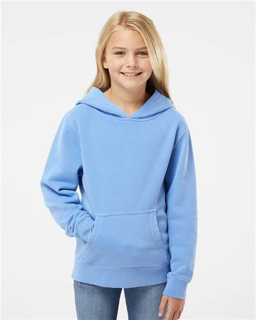 Independent Trading Co. PRM1500Y Youth Midweight Pigment - Dyed Hooded Sweatshirt - Ninja Transfers